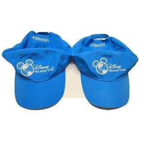 Lot Of Two Matching Disney Vacation Club Member Baseball Hats Light Blue